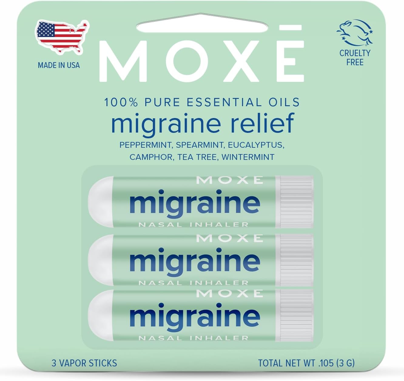 MOXE Migraine Relief Nasal Inhalers, Essential Oils for Headaches & Tension Relief