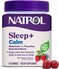 Natrol Sleep+ Calm Adults, Melatonin, L-Theanine, Strawberry, 60 Gummies