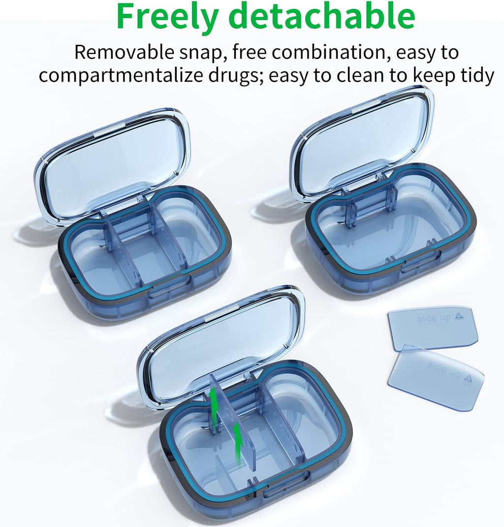 Pill Box 3 Compartments Moisture Proof Case, Travel Organizer for Pocket Purse,