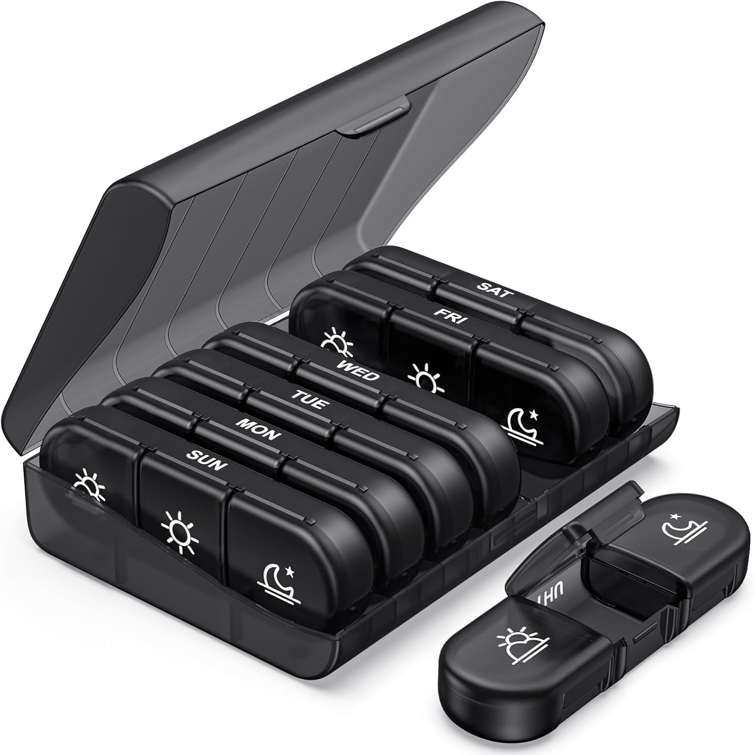 Pill box Weekly Pill Organizer 3 Times a Day (black)
