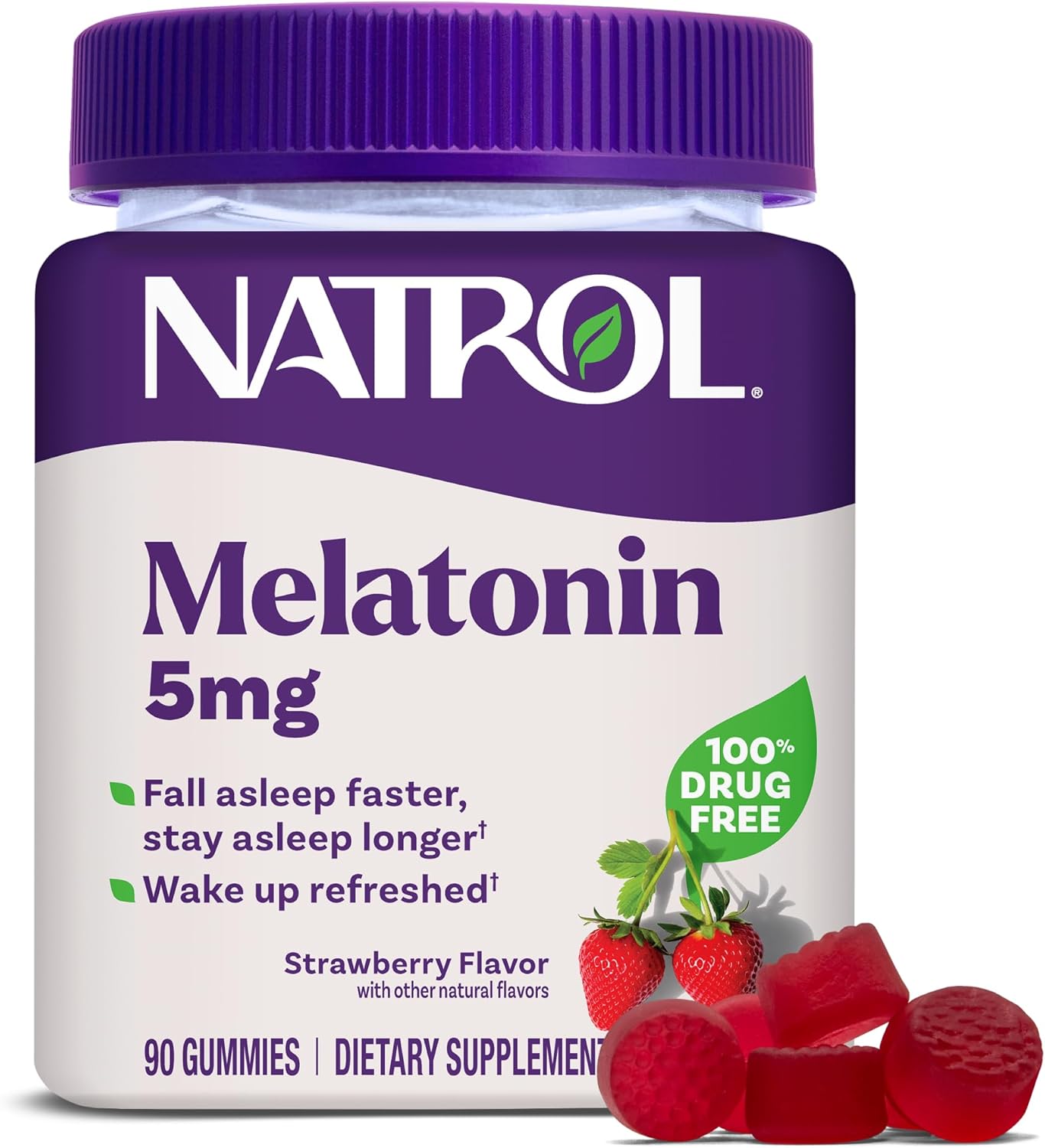 Natrol Melatonin Gummies, 90 Strawberry Gummies, 5 mg Sleep Aids for Adults