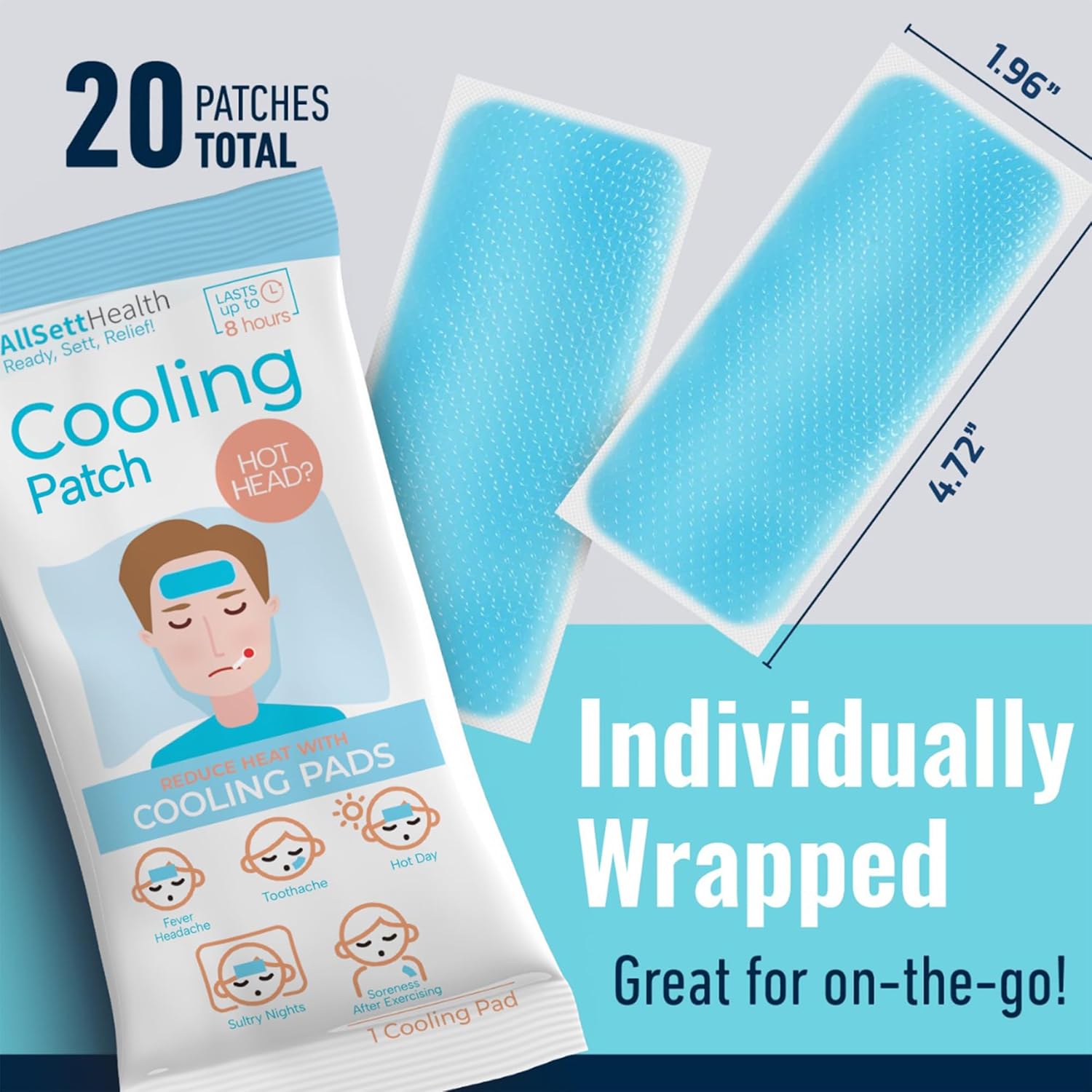 Cooling Patch for Fever, Natural Headache and Migraine Relief 1pc