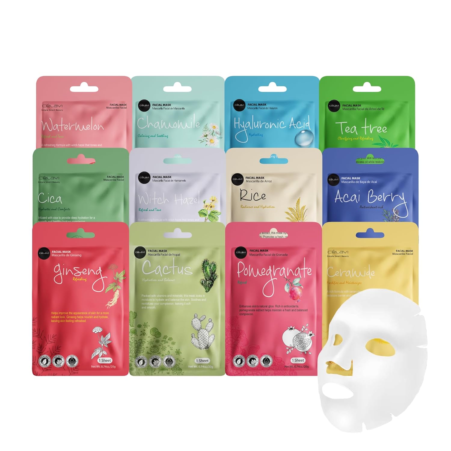 Celavi Essence Facial Sheet Face Mask  Classic Authentic korean Moisturizing Skincare