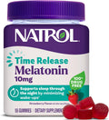 Natrol 10 mg Melatonin Gummies, Time Release Sleep Gummies for Adults, Minimize Wake Ups, Strawberry-Flavored, 55 Count