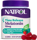 Natrol 10 mg Melatonin Gummies, Time Release Sleep Gummies for Adults, Minimize Wake Ups, Strawberry-Flavored, 55 Count