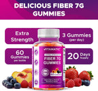 Prebiotic Fiber Gummies for Adults – 7g Fiber per Serving – 60 Pectin-Based Gummies