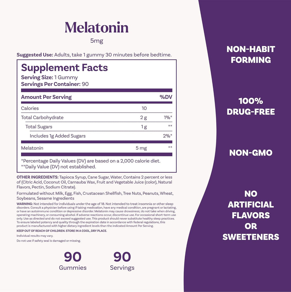 Natrol Melatonin Gummies, 90 Strawberry Gummies, 5 mg Sleep Aids for Adults