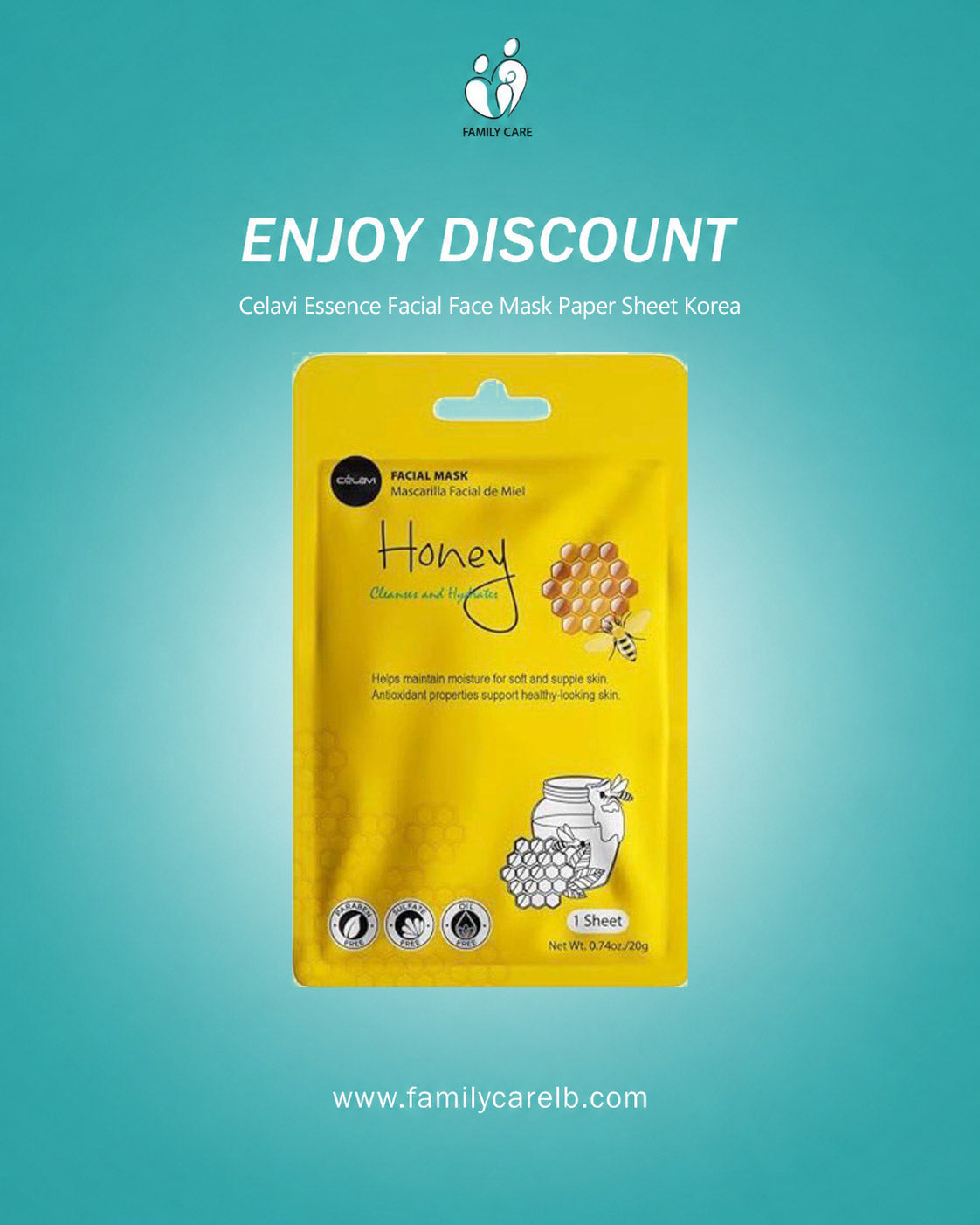 Celavi Essence Facial Sheet Face Mask  Classic Authentic korean Moisturizing Skincare