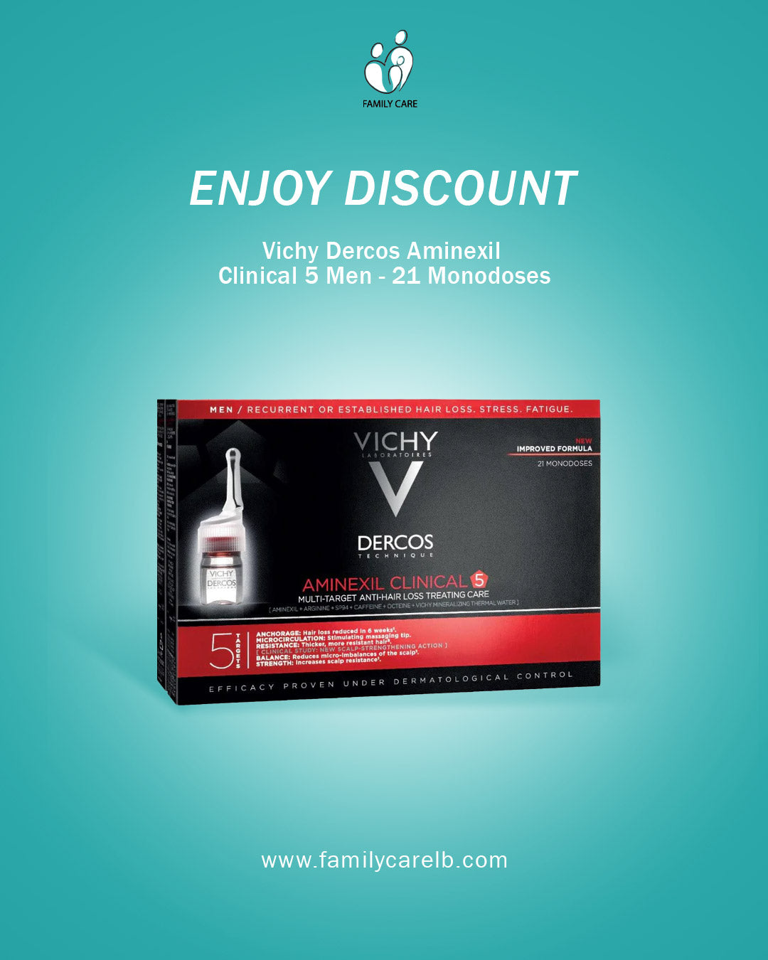 Vichy Dercos Aminexil Clinical 5 Men - 21 Monodoses