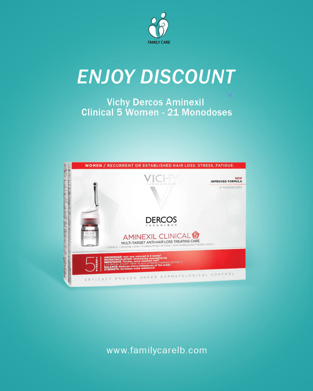 Vichy Dercos Aminexil Clinical 5 Women - 21 Monodoses