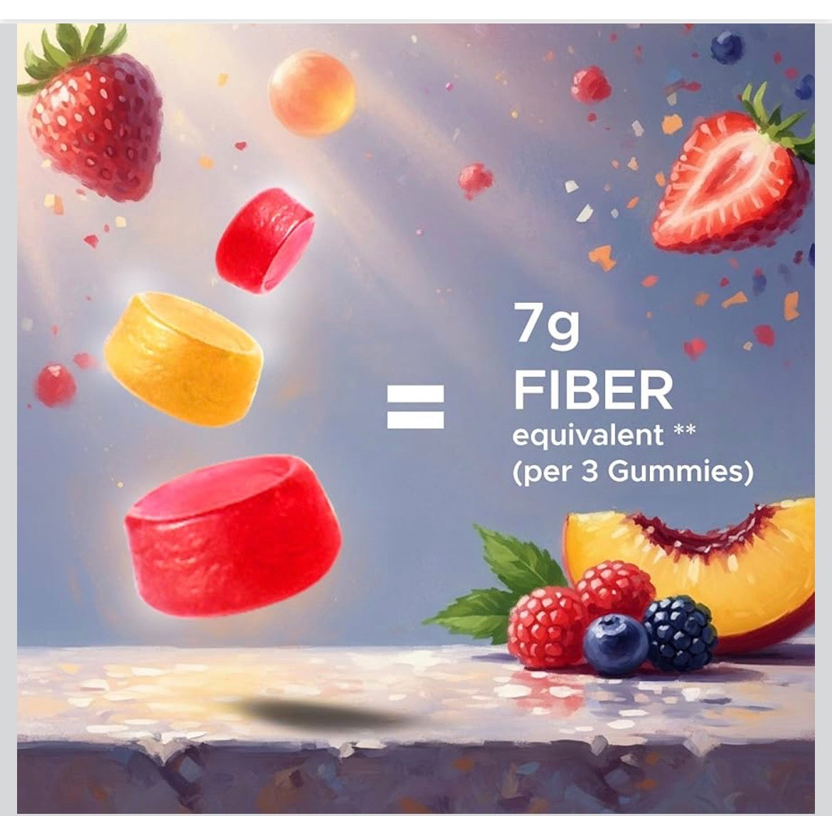 Prebiotic Fiber Gummies for Adults – 7g Fiber per Serving – 60 Pectin-Based Gummies