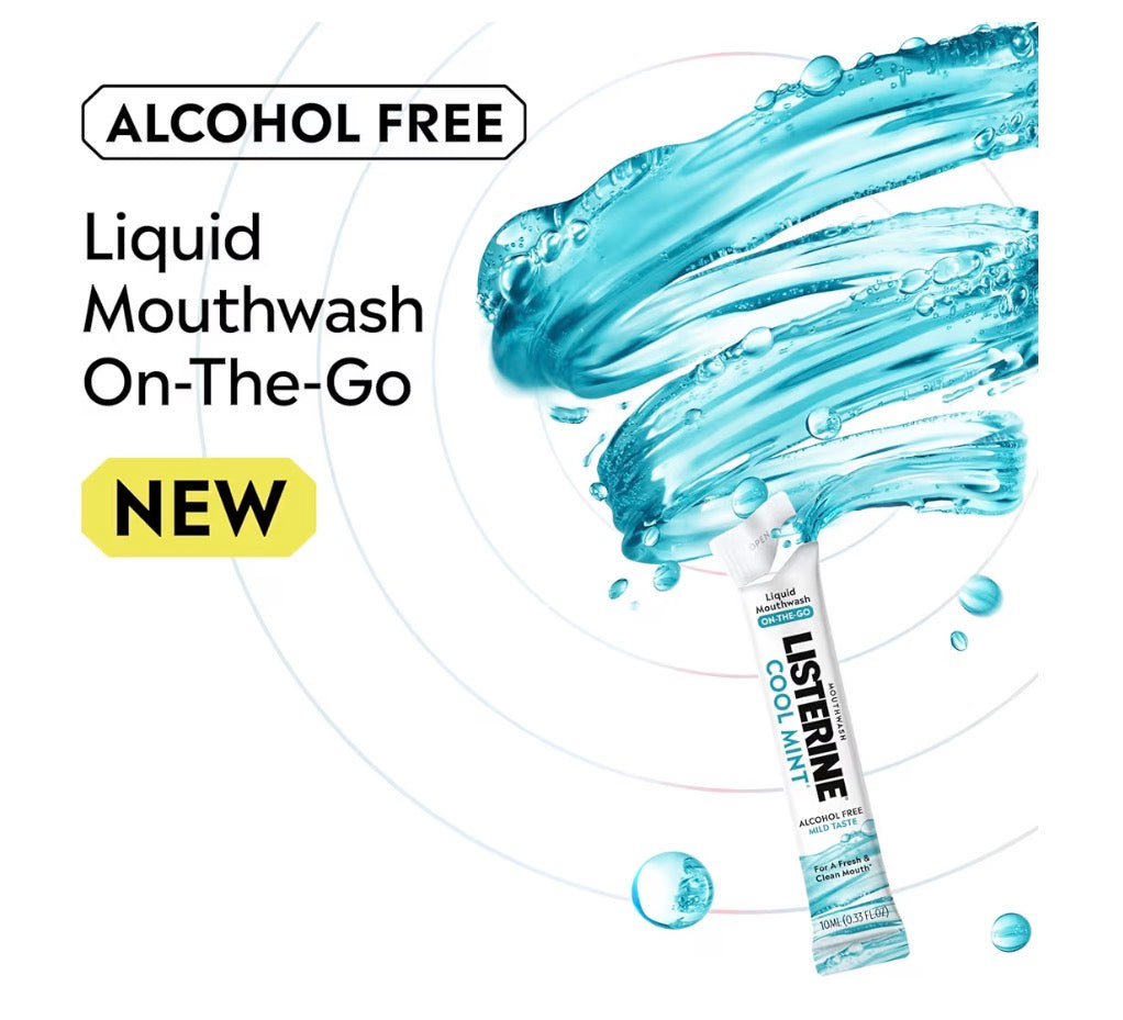 Listerine On-The-Go Cool Mint Alcohol Free Mouthwash Packets 1pc