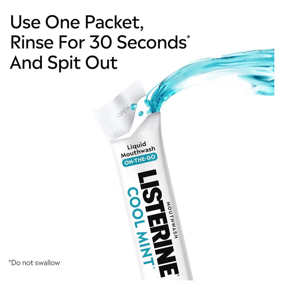 Listerine On-The-Go Cool Mint Alcohol Free Mouthwash Packets 1pc