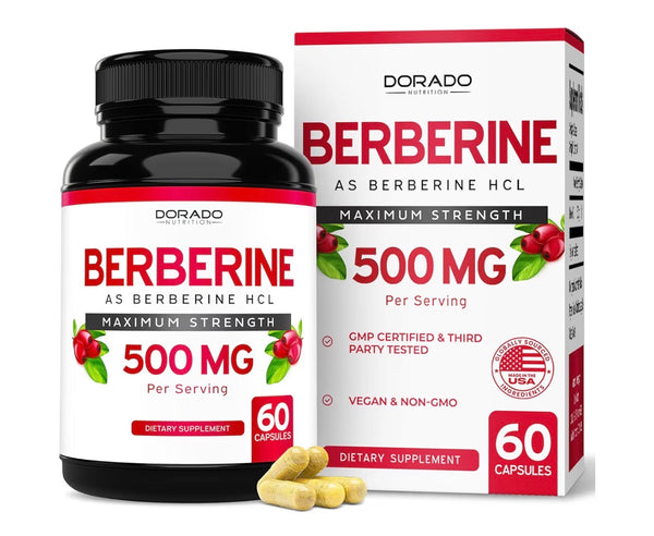Berberine Supplement 500mg Per Serving (60 Capsules)- Vegan Capsules & USA Made