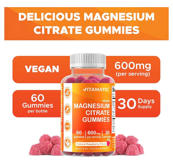Magnesium  Vegan Gummies : Relaxation, Muscle, Bone & Energy Support
