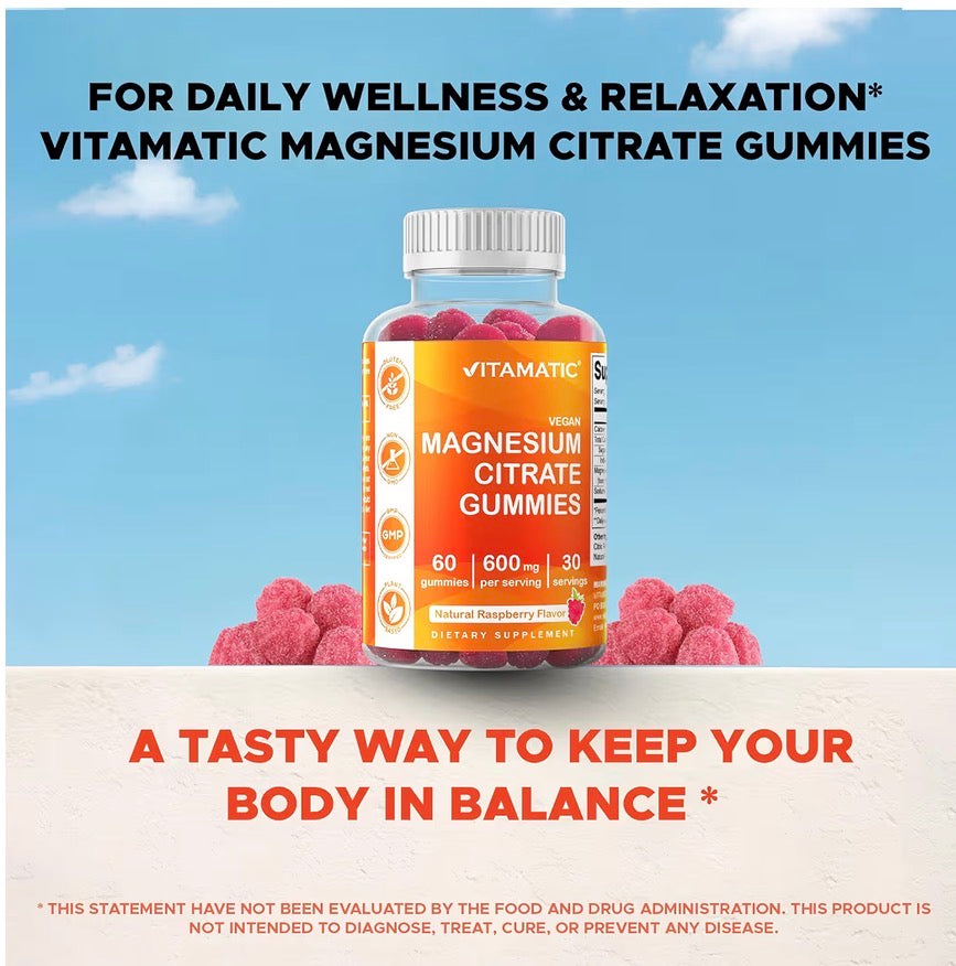 Magnesium  Vegan Gummies : Relaxation, Muscle, Bone & Energy Support