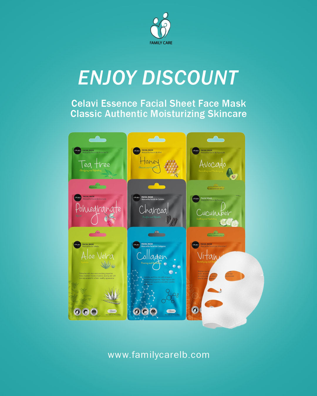 Celavi Essence Facial Sheet Face Mask  Classic Authentic korean Moisturizing Skincare