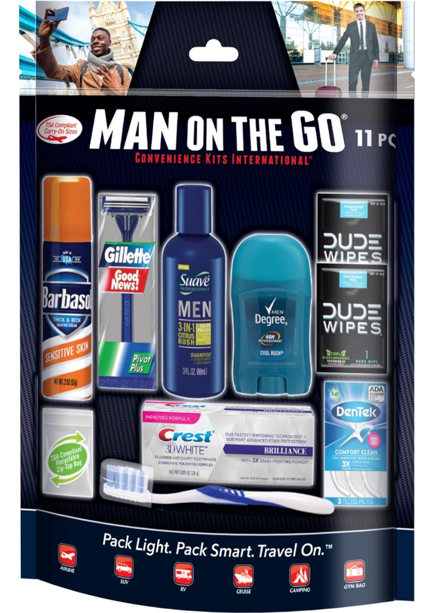 Man On The Go Convenience Kits International Men’s 11 Piece Kit