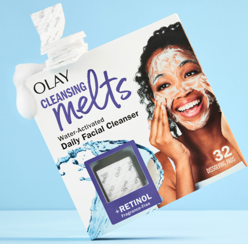 Olay Face Wash, Retinol Cleansing Melts, Fragrance-Free, Daily Use Gentle Cleanser,
