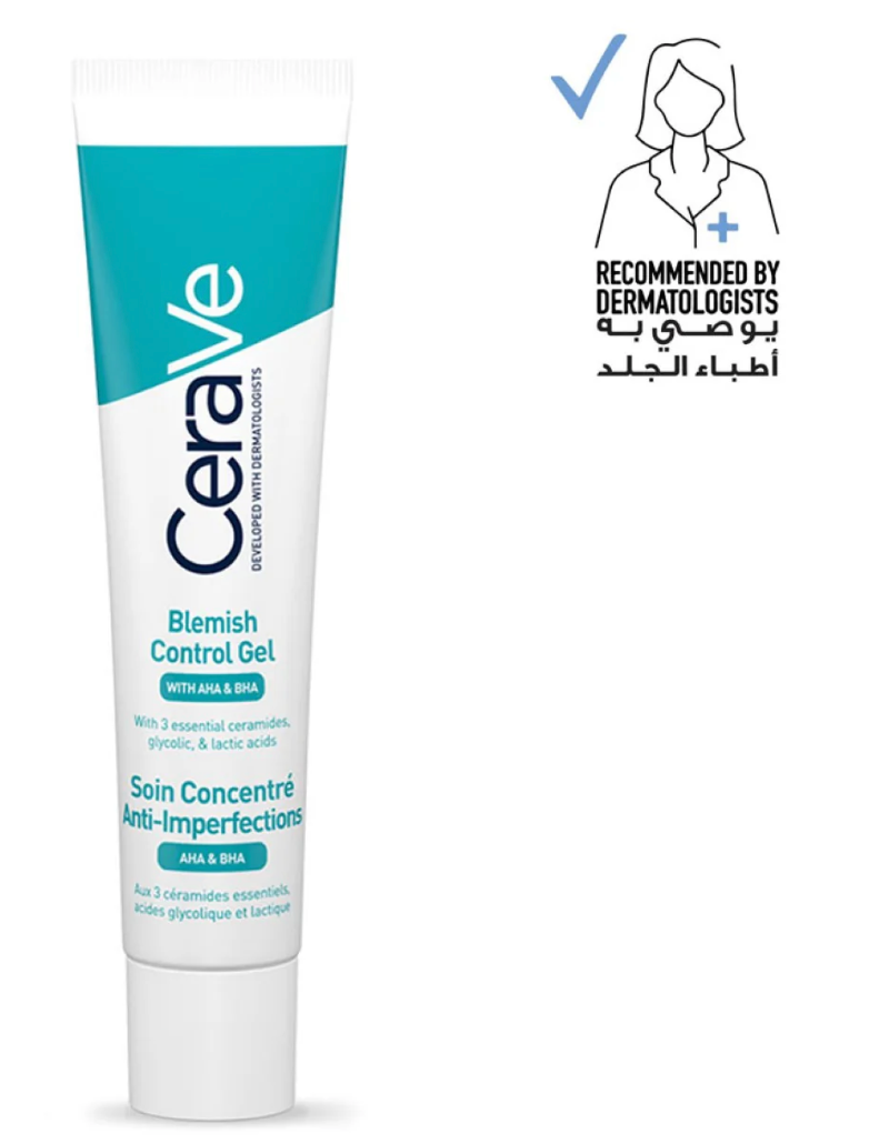 Cerave Blemish Control Gel Facial Moisturizer For Acne & Blemishes with Glycolic Acid and Lactic Acid AHA/BHA