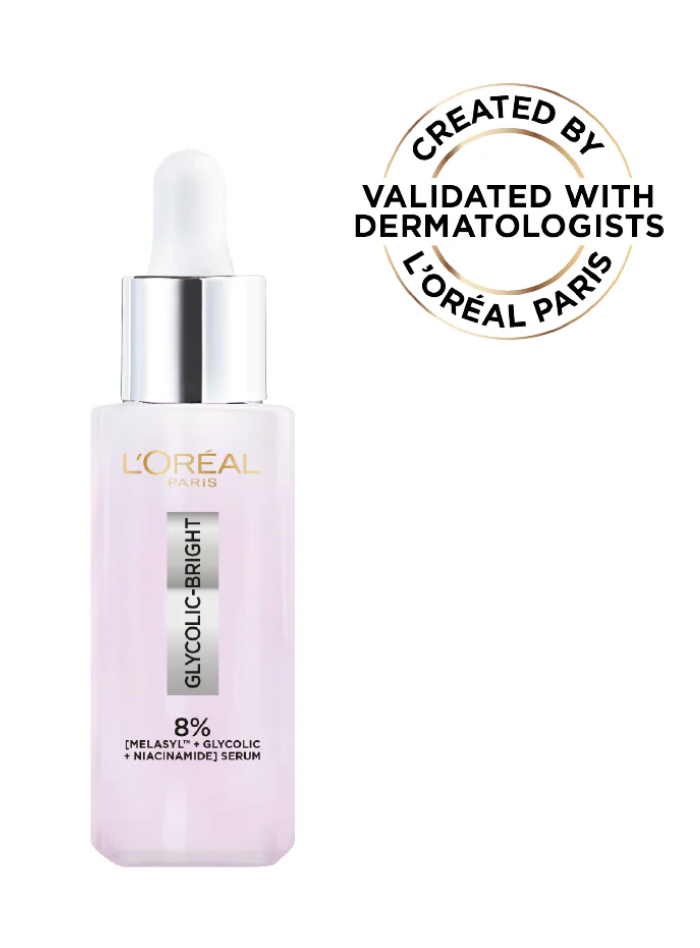 L’Oréal Paris Glycolic Bright Serum with 8% [Melasyl ™ + Glycolic Acid + Niacinamide] face serum for Dark Spots & Brightening