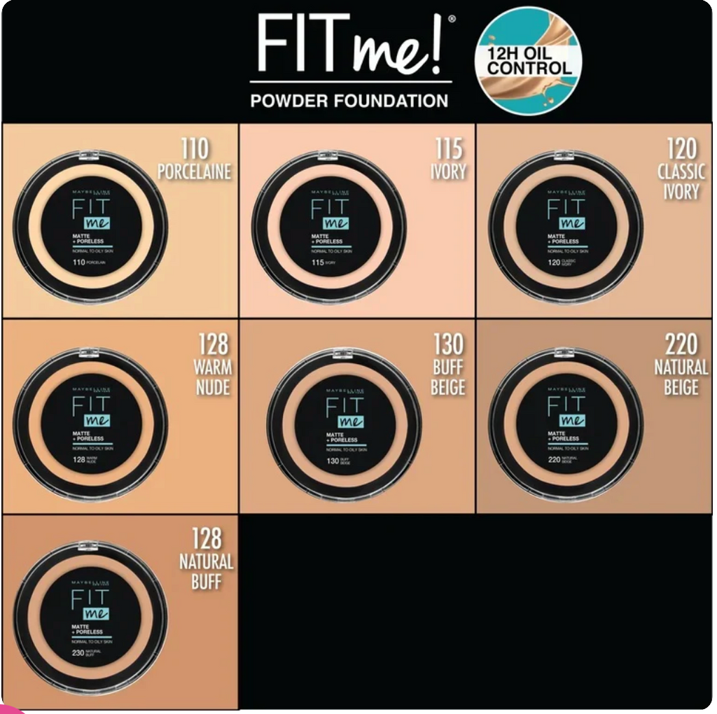Maybelline New York Fit Me- Perfect Matte Finish & Poreless Powder that lasts up to 16 hours