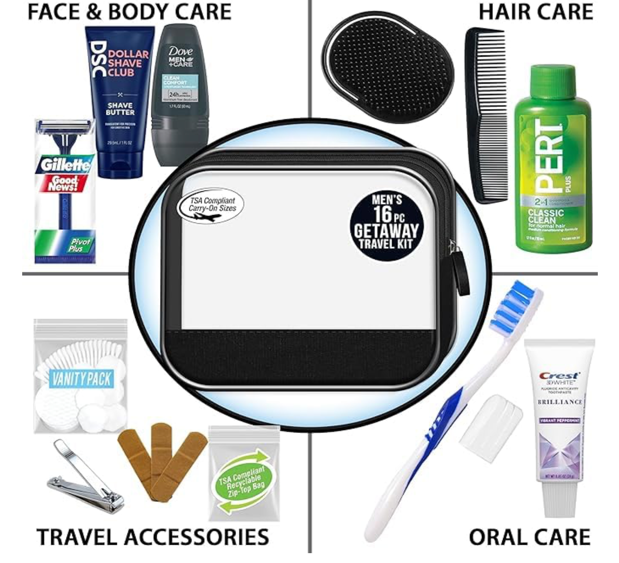 Convenience Kits International Men’s Super Deluxe, 16-Piece Kit with Travel Size
