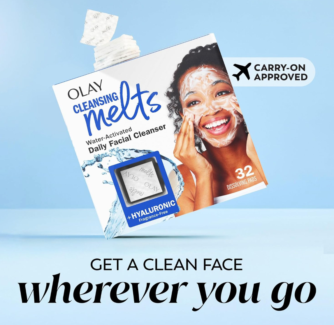 Olay Face Wash, Hyaluronic Acid Cleansing Melts, Fragrance-Free