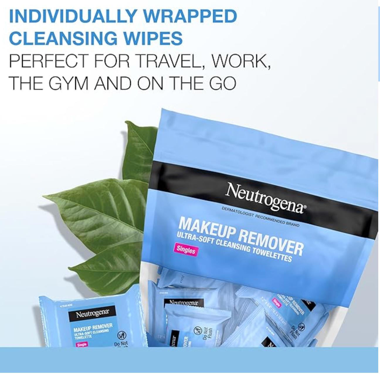 Neutrogena Makeup Remover Wipes, Daily Single Face Cleansing Towelettes 20ct