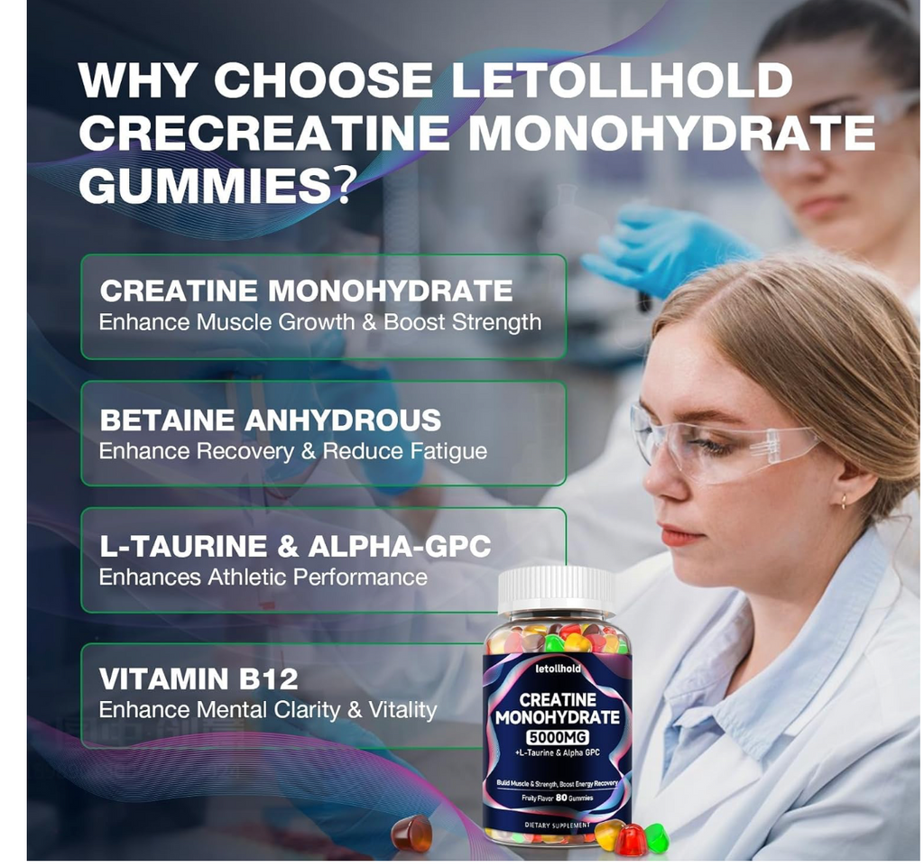 Creatine Monohydrate Gummies 5g for Women & Men