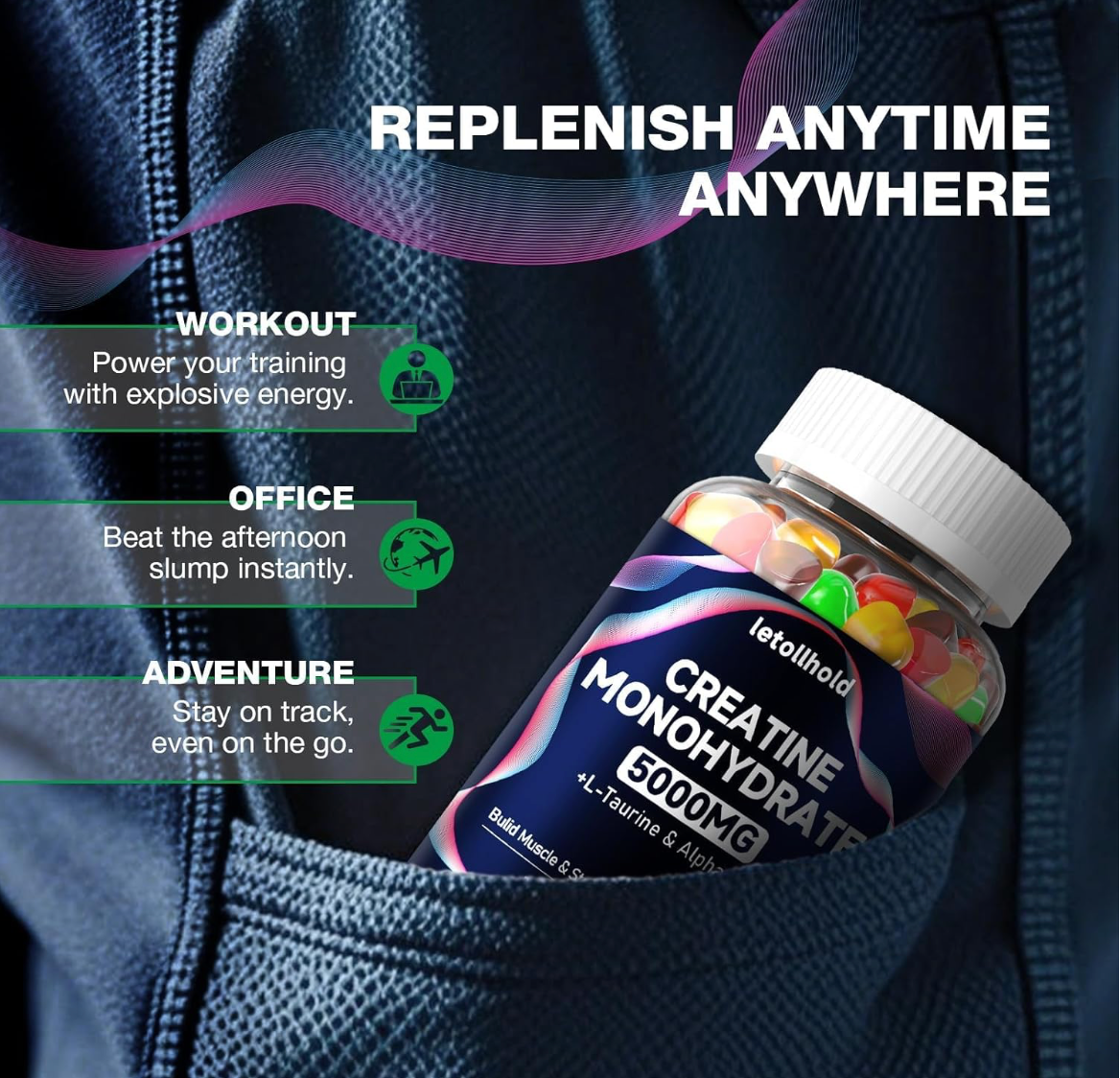 Creatine Monohydrate Gummies 5g for Women & Men