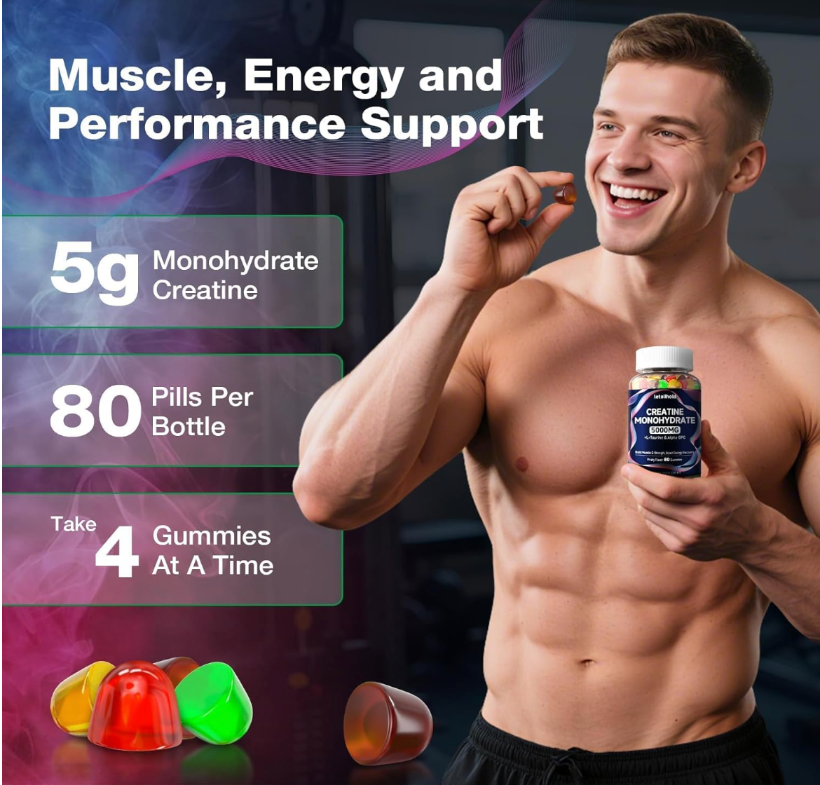 Creatine Monohydrate Gummies 5g for Women & Men