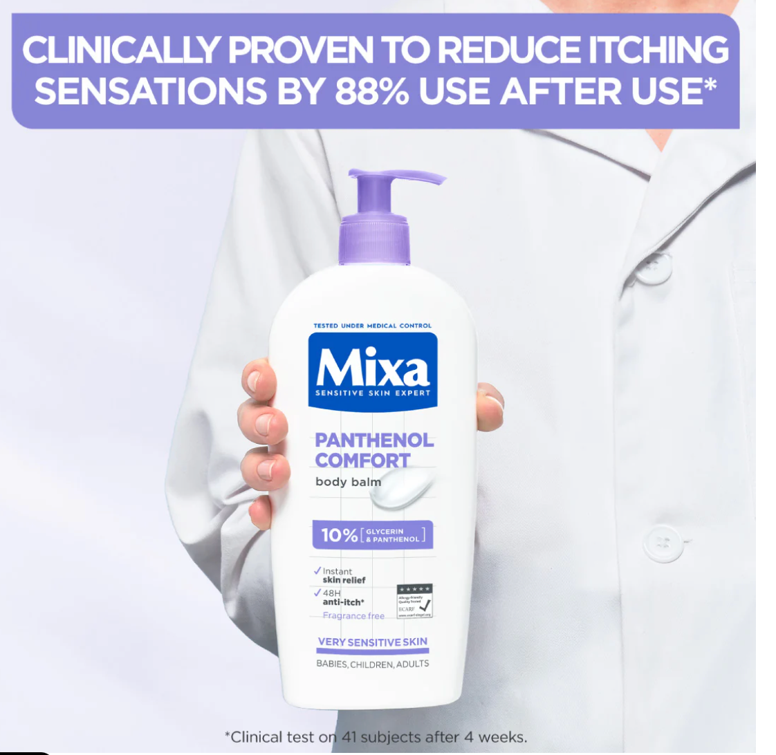 Mixa Panthenol Comfort Body Lotion - Anti-Scratching Cream - For Dry Skin, Atopy Prone Skin and Eczema
