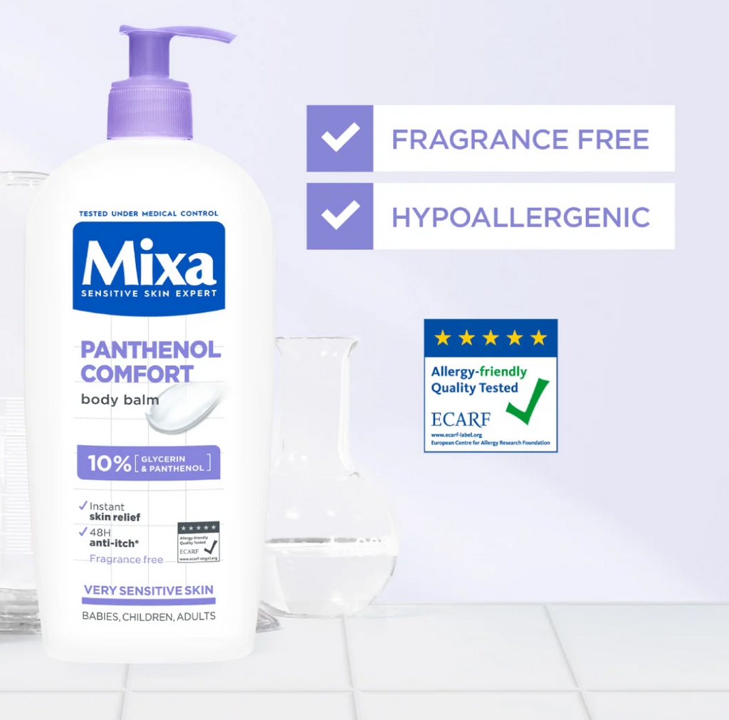 Mixa Panthenol Comfort Body Lotion - Anti-Scratching Cream - For Dry Skin, Atopy Prone Skin and Eczema