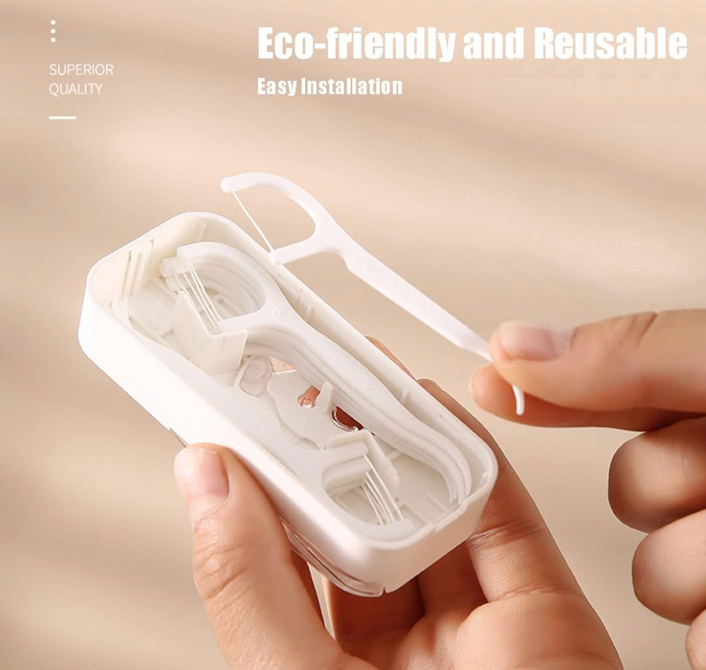 Portable Floss Dispenser Dental Floss, Travel Size (White+Black+Pink+MintGreen)