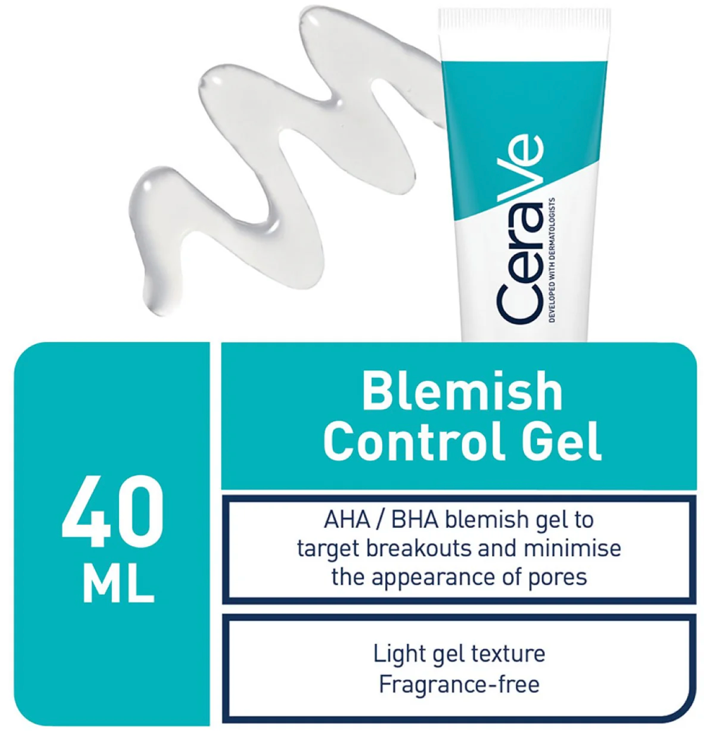 Cerave Blemish Control Gel Facial Moisturizer For Acne & Blemishes with Glycolic Acid and Lactic Acid AHA/BHA