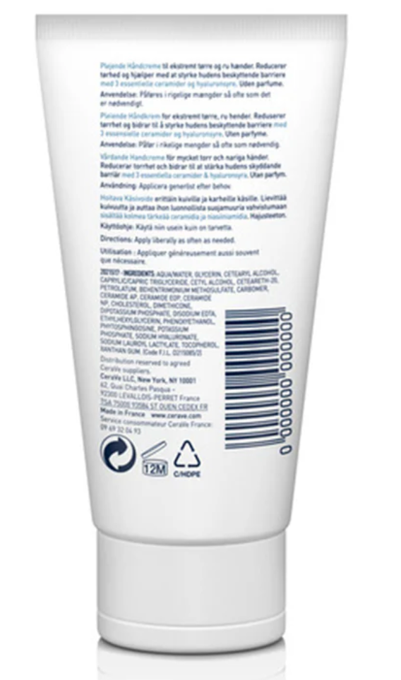 Cerave Therapeutic Hand Cream For Dry Cracked Hands With Hyaluronic Acid