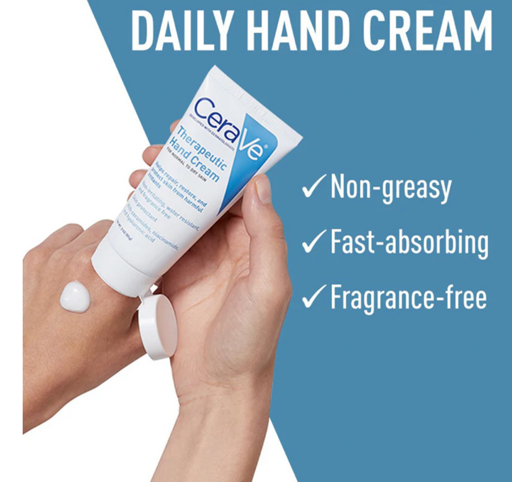 Cerave Therapeutic Hand Cream For Dry Cracked Hands With Hyaluronic Acid