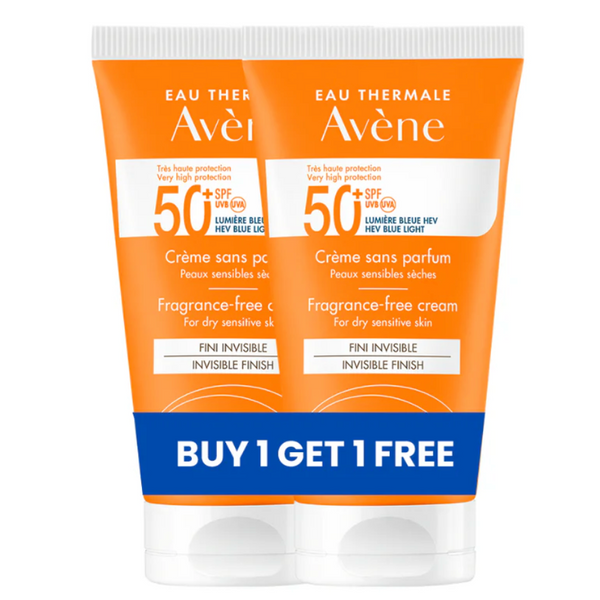 Buy 1 Get 1 Avène Fragrance-Free Cream SPF50+ Sunscreen 50ml For Dry Sensitive Skin