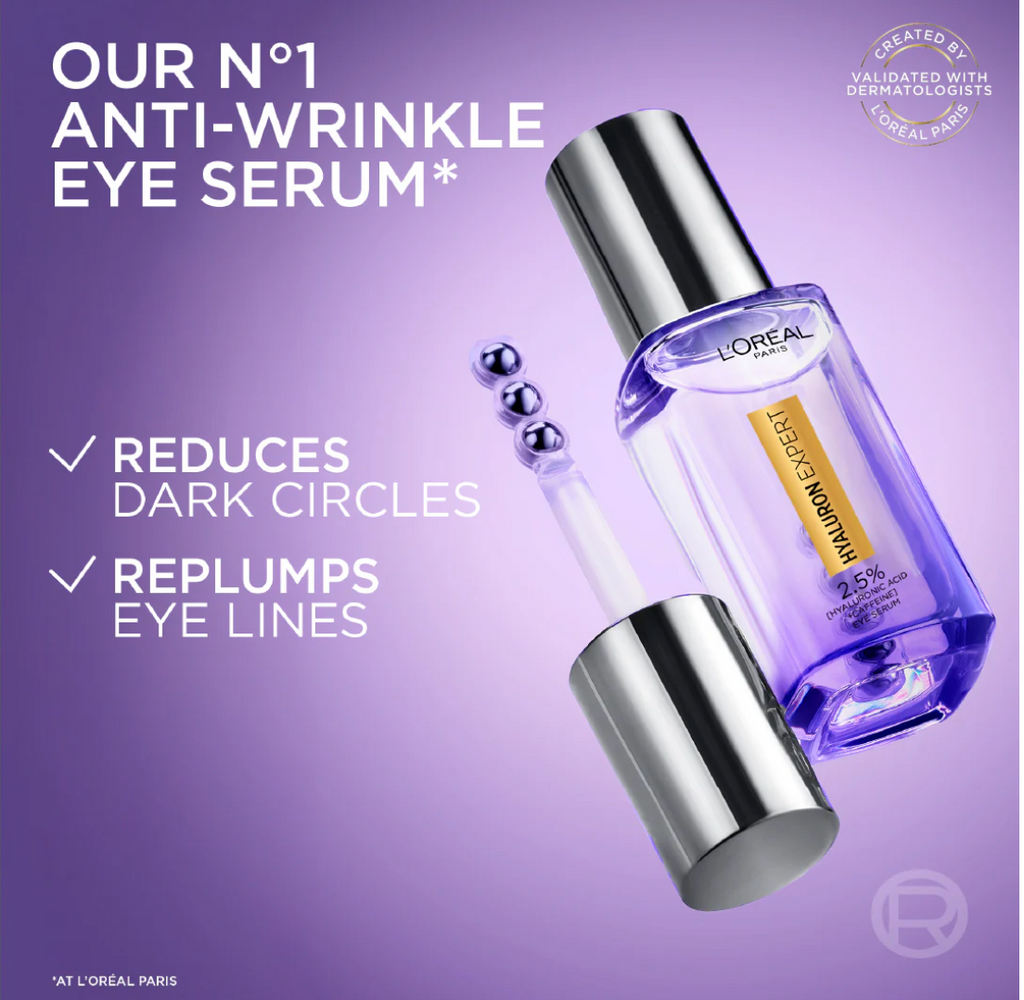 L'Oreal Paris Hyaluron Expert Moisturiser and Anti-Aging Eye Serum with 2.5% Hyaluronic Acid & Caffeine