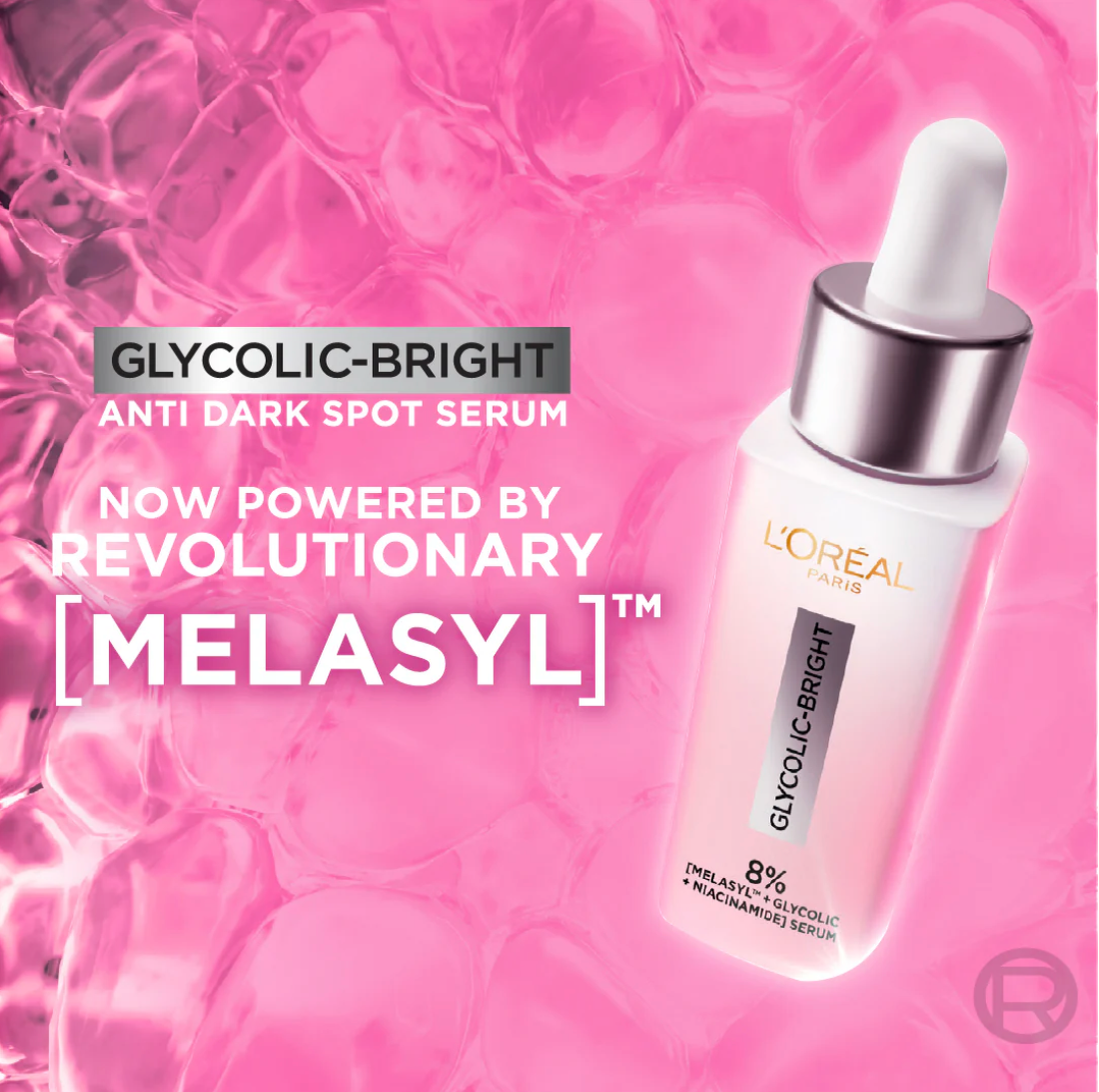 L’Oréal Paris Glycolic Bright Serum with 8% [Melasyl ™ + Glycolic Acid + Niacinamide] face serum for Dark Spots & Brightening