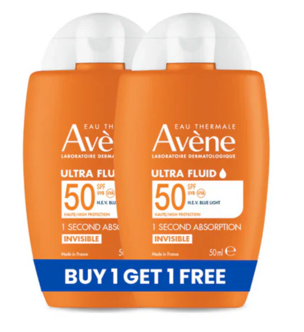 Avene buy 1 get 1 free  Ultra Fluid Invisible SPF 50 Sunscreen - Ultra Light Texture Pack of 2