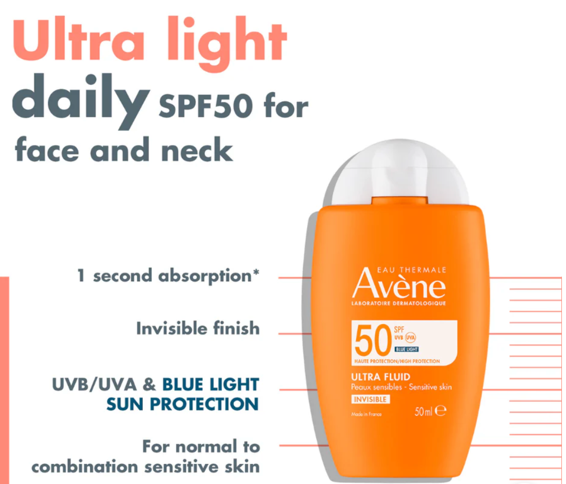 Avene buy 1 get 1 free  Ultra Fluid Invisible SPF 50 Sunscreen - Ultra Light Texture Pack of 2