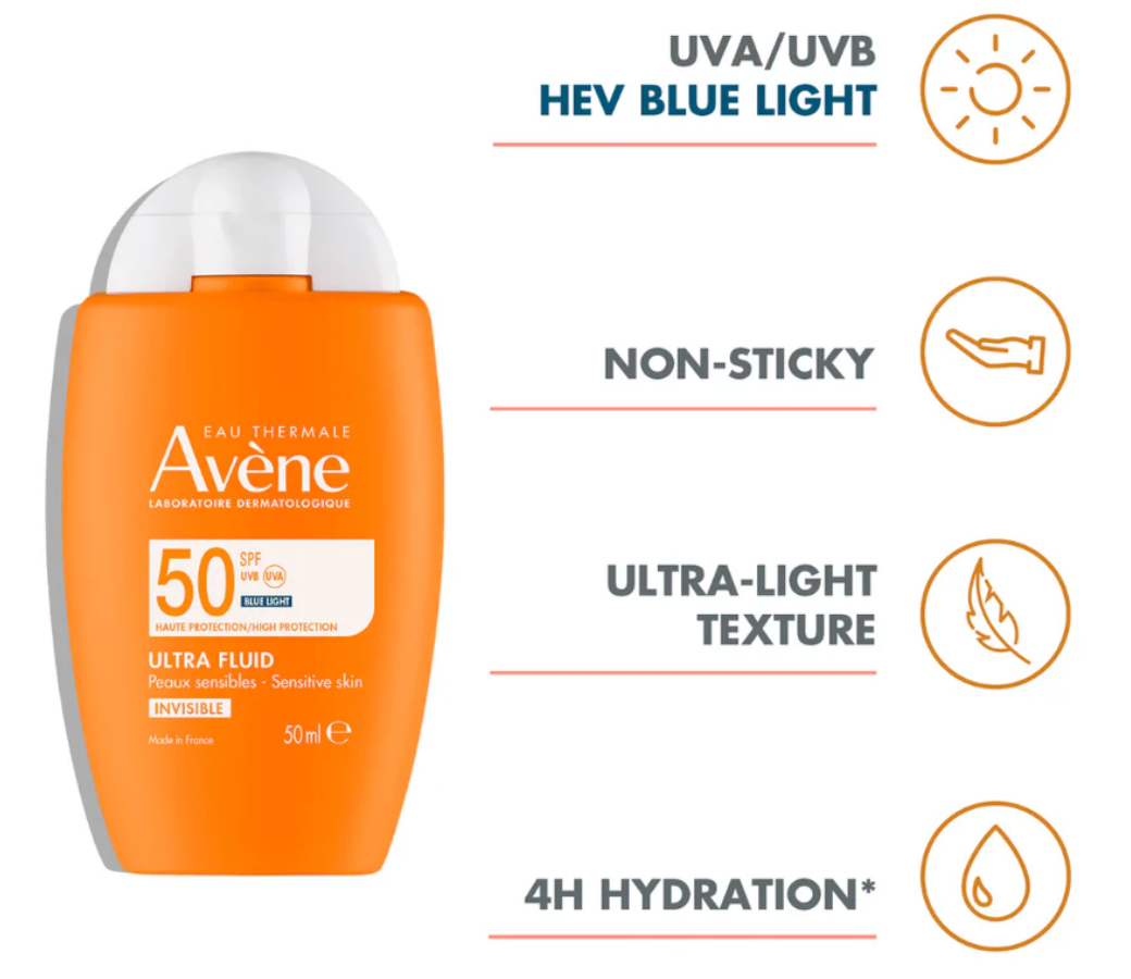 Avene buy 1 get 1 free  Ultra Fluid Invisible SPF 50 Sunscreen - Ultra Light Texture Pack of 2