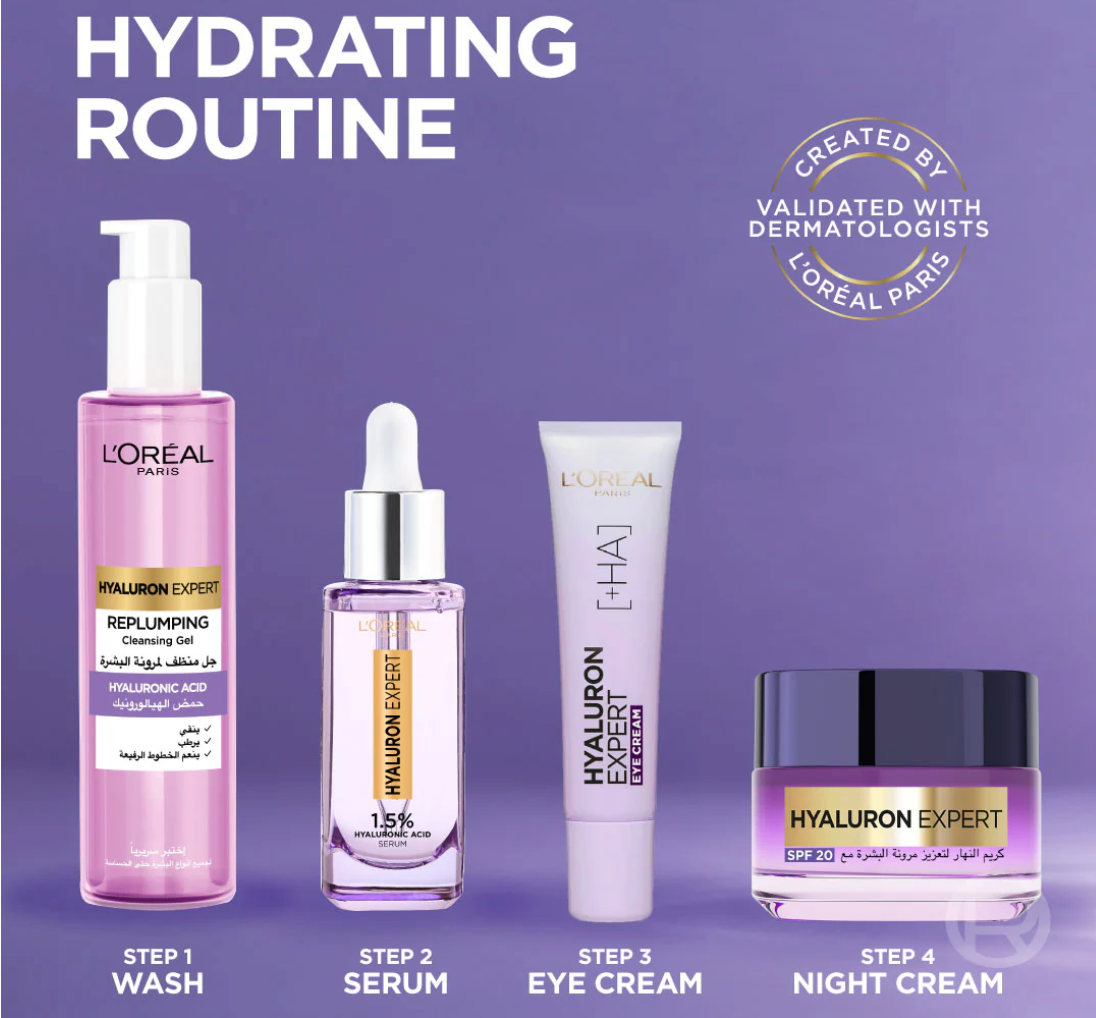 L'Oréal Paris Hyaluron Expert Moisturiser and Anti-Aging Eye Cream with Hyaluronic Acid