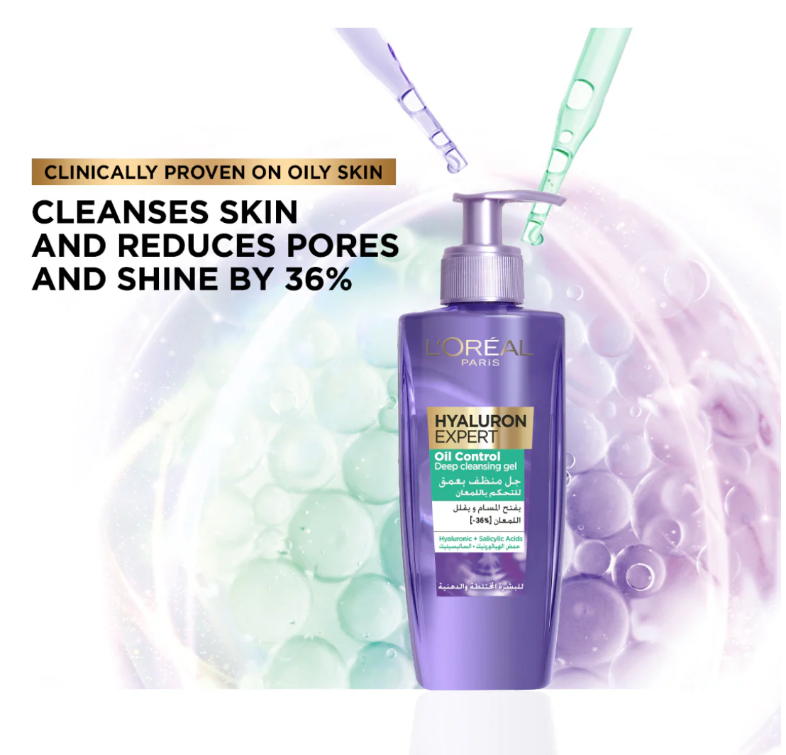L'Oréal Paris Hyaluron Expert Moisturiser and Anti-Aging Oil Control Deep Cleansing Gel