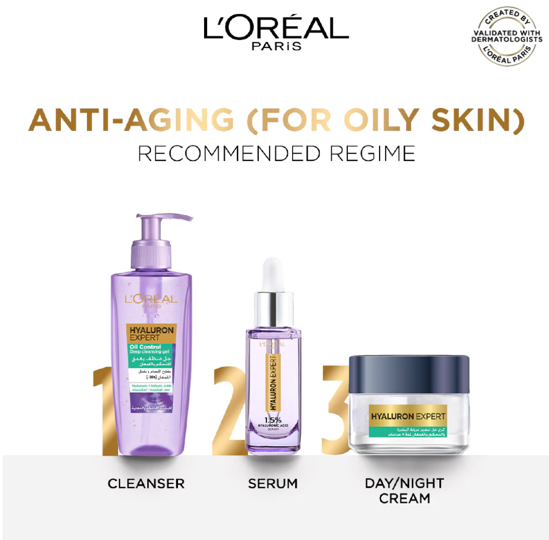 L'Oréal Paris Hyaluron Expert Moisturiser and Anti-Aging Oil Control Deep Cleansing Gel