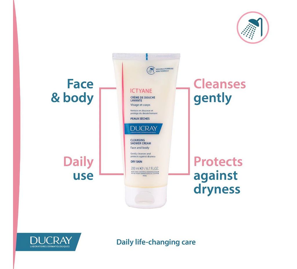 Ducray Ictyane Cleansing Shower Cream - Face and Body