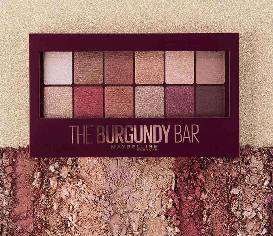 MAYBELLINE NEW YORK THE BURGUNDY BAR EYESHADOW PALETTE- FEATURES 12 EXPERTLY CURATED SHADES