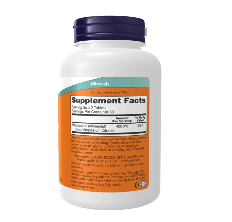NOW Magnesium Citrate 200 Mg Tablets